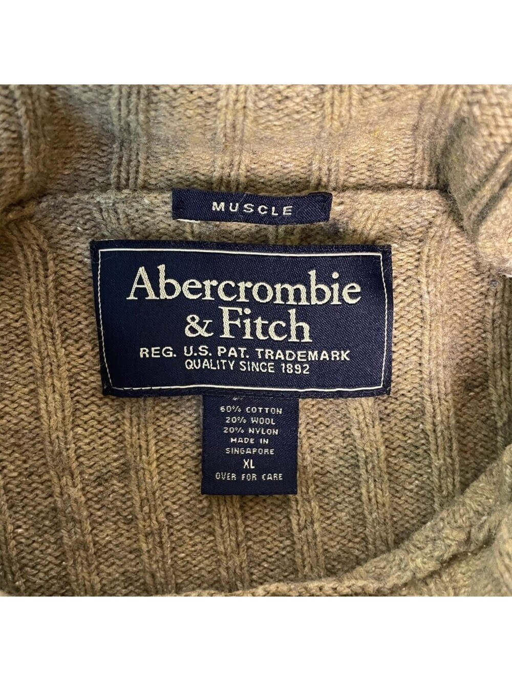 Abercrombie & Fitch Muscle Sweater Mens XL Brown Ribbed Mock Neck Wool Blend - Picture 4 of 9